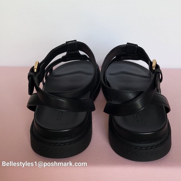 COACH Franny Leather Sandal with Ankle Buckle Closure -Black - Women’s Size 9B⭐ - Picture 9 of 16